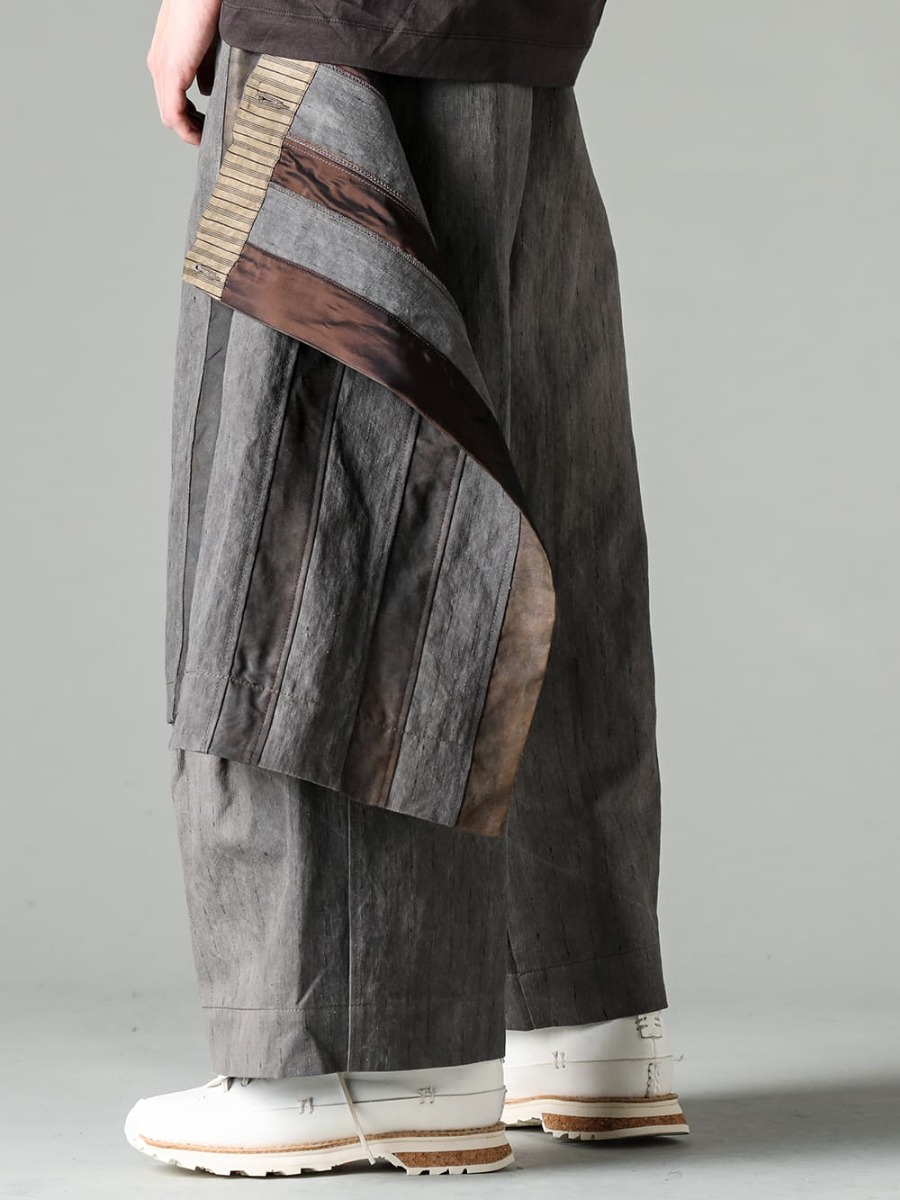 ZIGGY CHEN-ジギーチェン 23SS(春夏) 目を引く変形デザインのパンツ - 0M2310520-プリーツワイド トラウザーズ - Lugged-Runner-FEIT ラガード ランナー 3-006