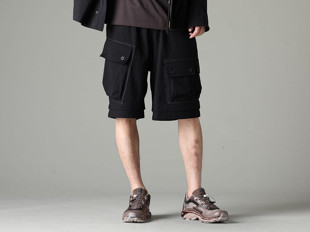 ザ ヴィリディアン / イレブン バイ ボリス ビジャン サベリ 2023SS ミリタリーディテールを採用したラフに履けるショーツ - VI-3607-04-Black(ジャージー ショート パンツ ブラック) BAMBA5-11XS-Dirty Gray(バンバ5 - 11XS - ダーティグレー) - 3-001
