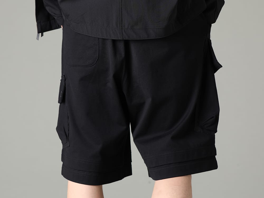 ザ ヴィリディアン 2023SS ミリタリーディテールを採用したラフに履けるショーツ - VI-3607-04-Black(ジャージー ショート パンツ ブラック) - 3-007