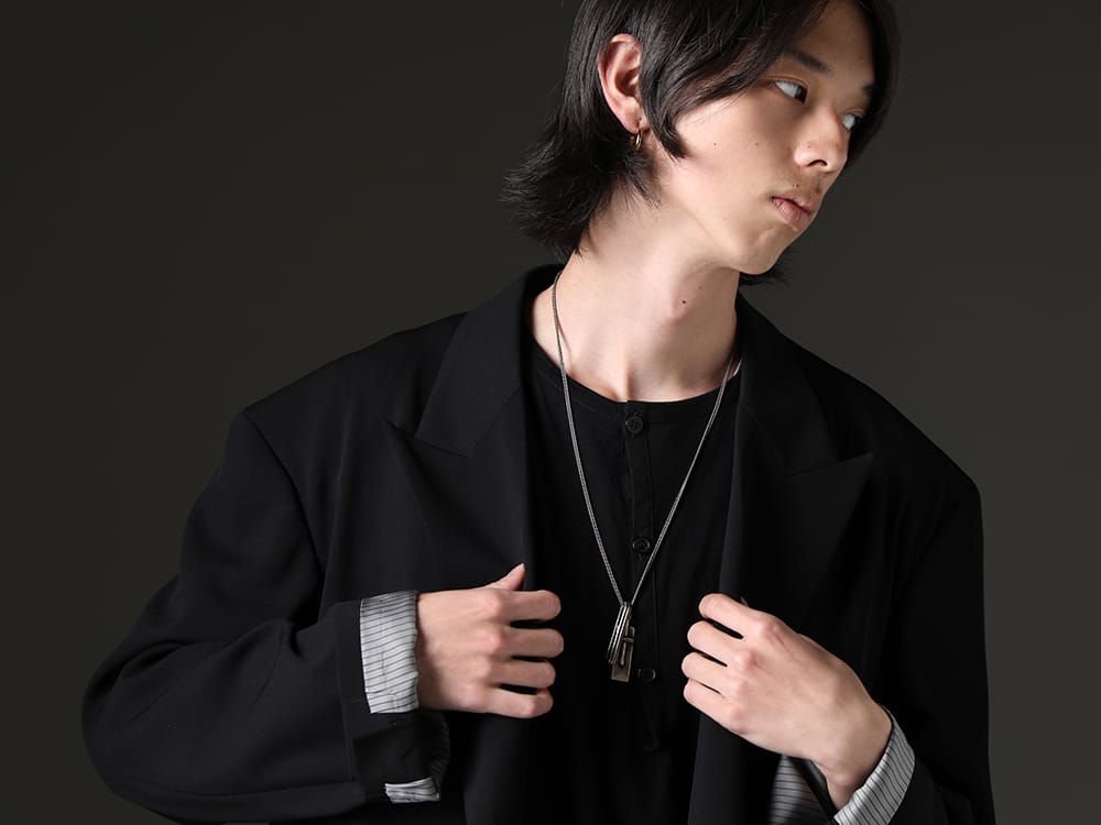 Yohji Yamamoto / WERKSTATT:MÜNCHEN 2023SS - Dress that expresses drape through pattern work - HZ-J35-102(Draping Jacket - A) HZ-T10-073(DRAPE HALF SLEEVE) M3874(Necklace Tape Tag) - 2-010