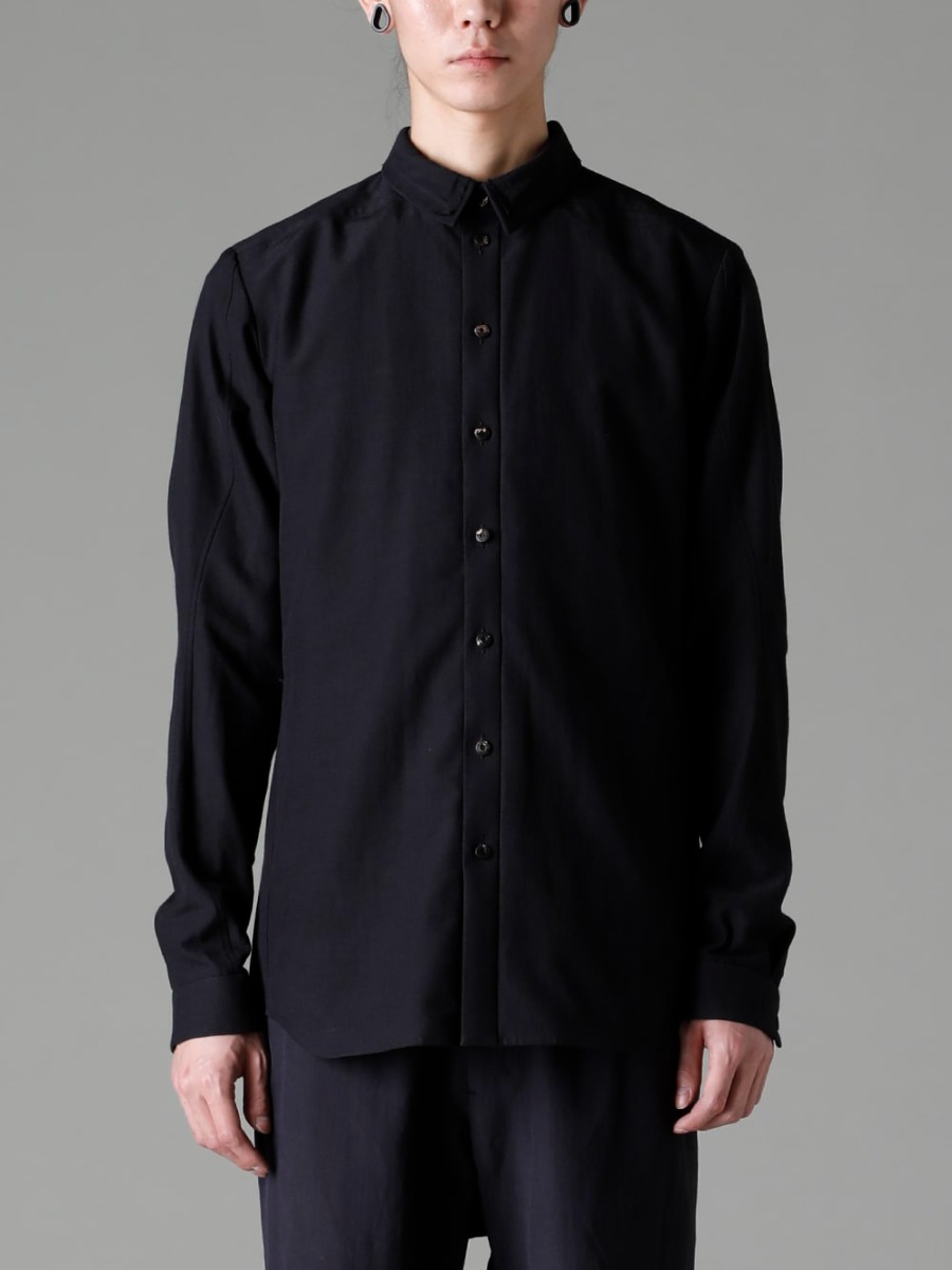 DEVOA 23SS Silhouette with both visual beauty and comfortable fit  - SHN-SVCR-Mud-Gray Shirt Cotton/silk/viscose mud gray 2-001