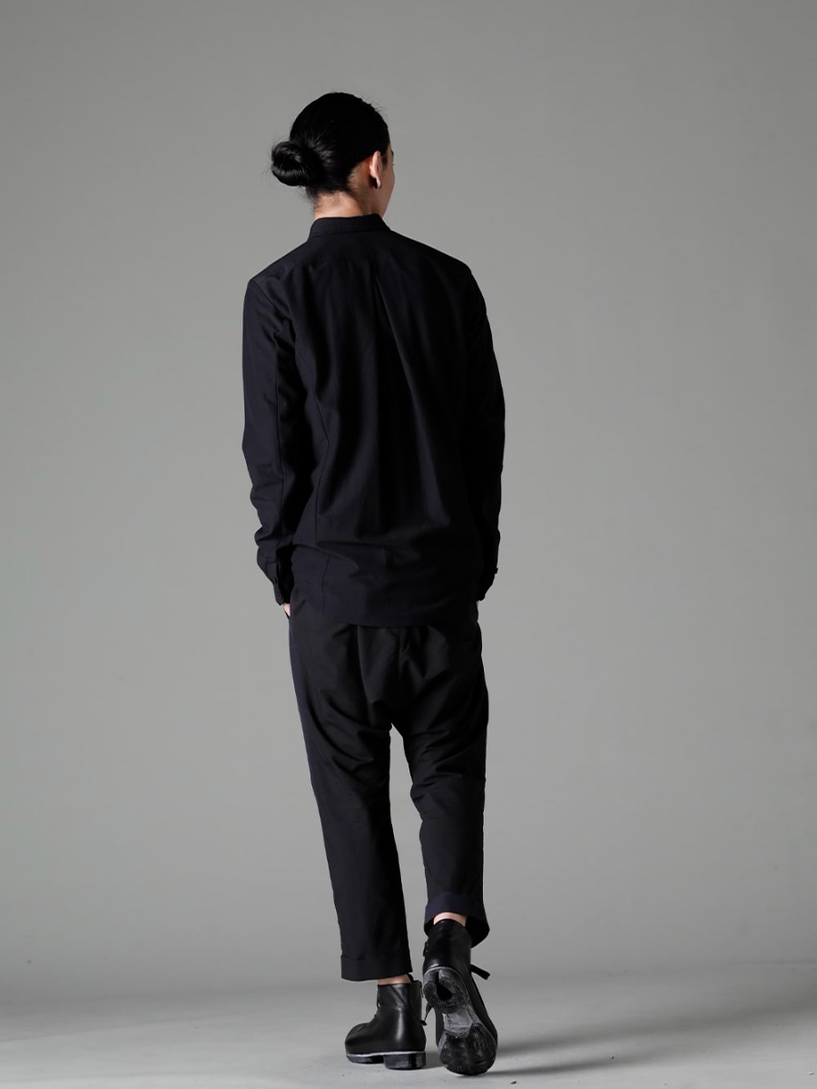 DEVOA 23SS Style Sample Black - SHN-SVCR-Black Shirt Cotton/silk/viscose Black PTN-PBSC Cropped Slim Pants Silk Paper Cotton FW-CSHS Leather boots GUIDI Horse leather 3-009