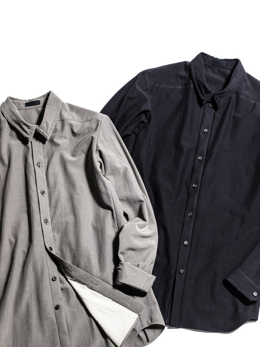 DEVOA 23SS Materials that are elegant yet easy to handle  - SHN-SVCR-Mud-Gray Shirt Cotton/silk/viscose mud gray SHN-SVCR-Black Shirt Cotton/silk/viscose Black 2-005