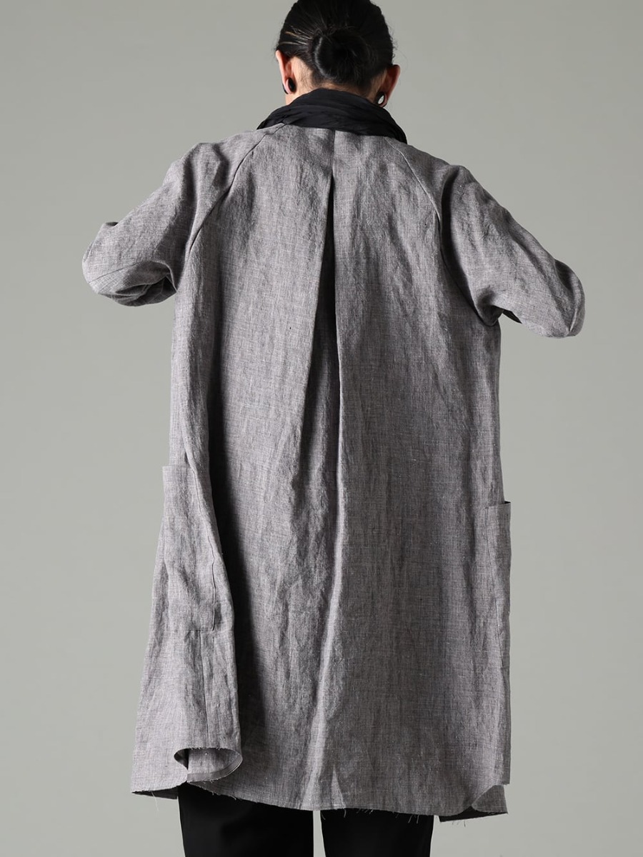 DEVOA 23SS Linen long shirt coat attractiveness: coolness and change over time  - SHN-RTHL-Vintage-Blue Long shirt Ramie Vintage-Blue 2-003