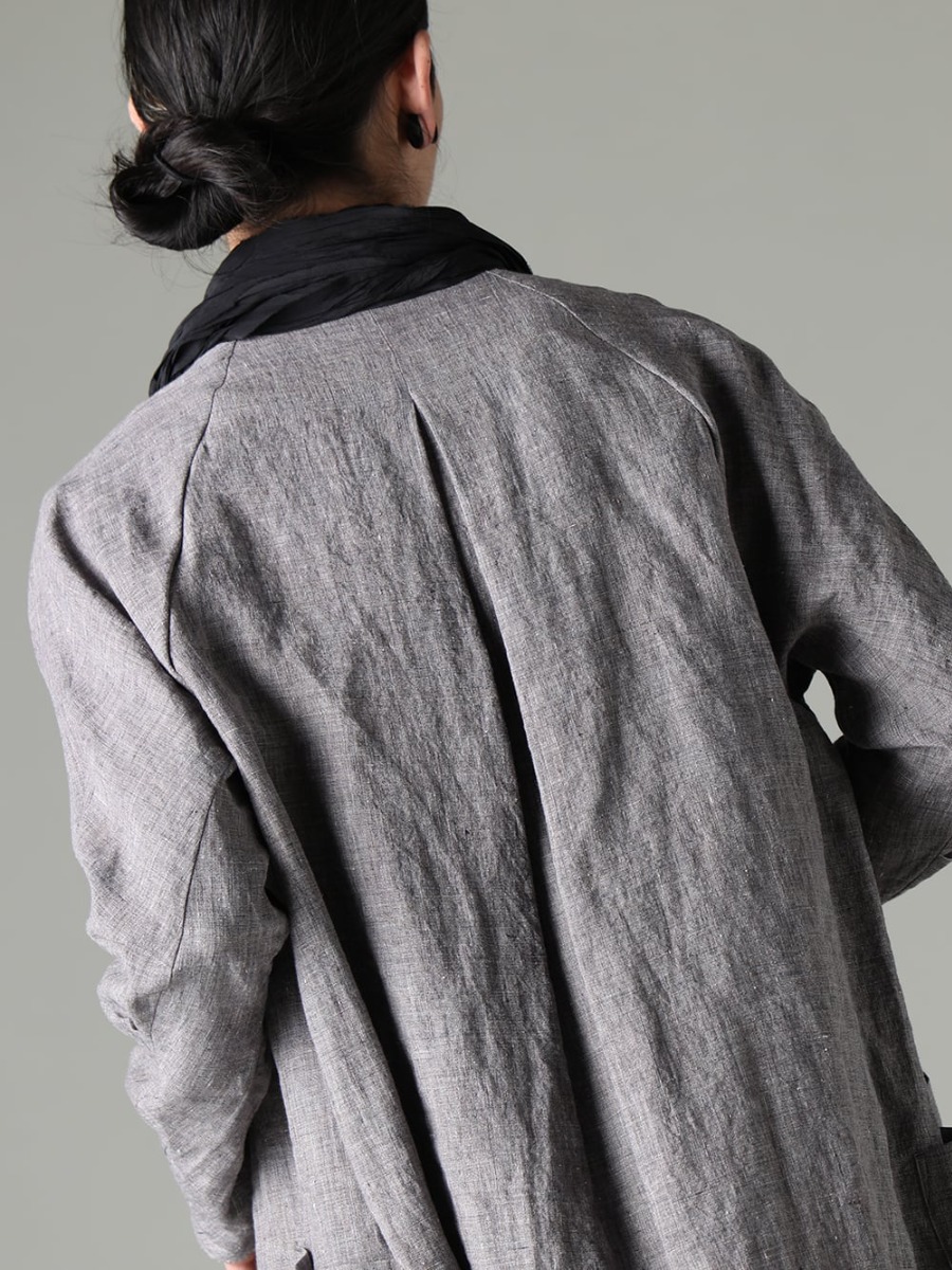 DEVOA 23SS Linen long shirt coat attractiveness: coolness and change over time  - SHN-RTHL-Vintage-Blue Long shirt Ramie Vintage-Blue 2-004