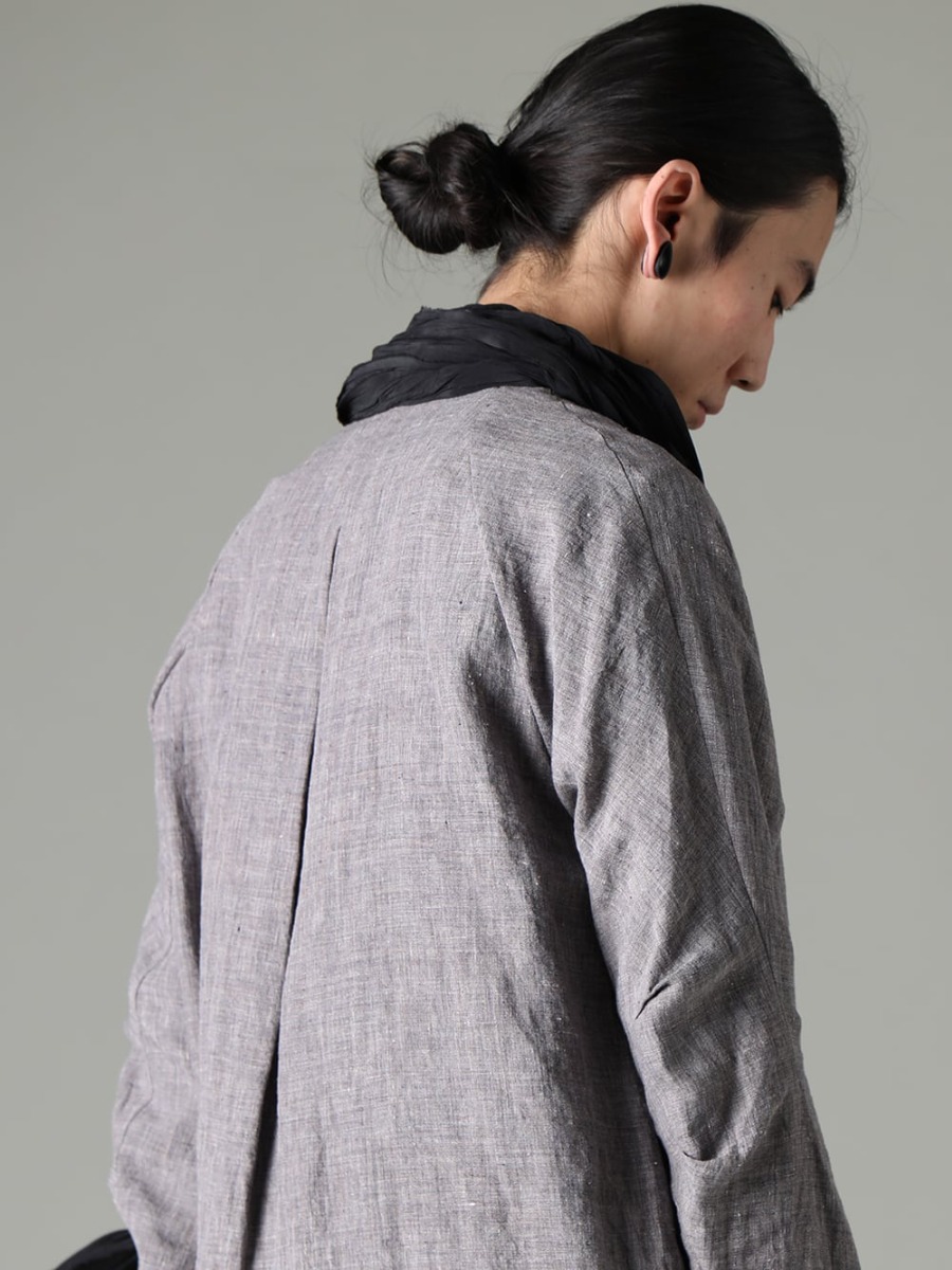 DEVOA 23SS Linen long shirt coat attractiveness: coolness and change over time  - SHN-RTHL-Vintage-Blue Long shirt Ramie Vintage-Blue 2-005