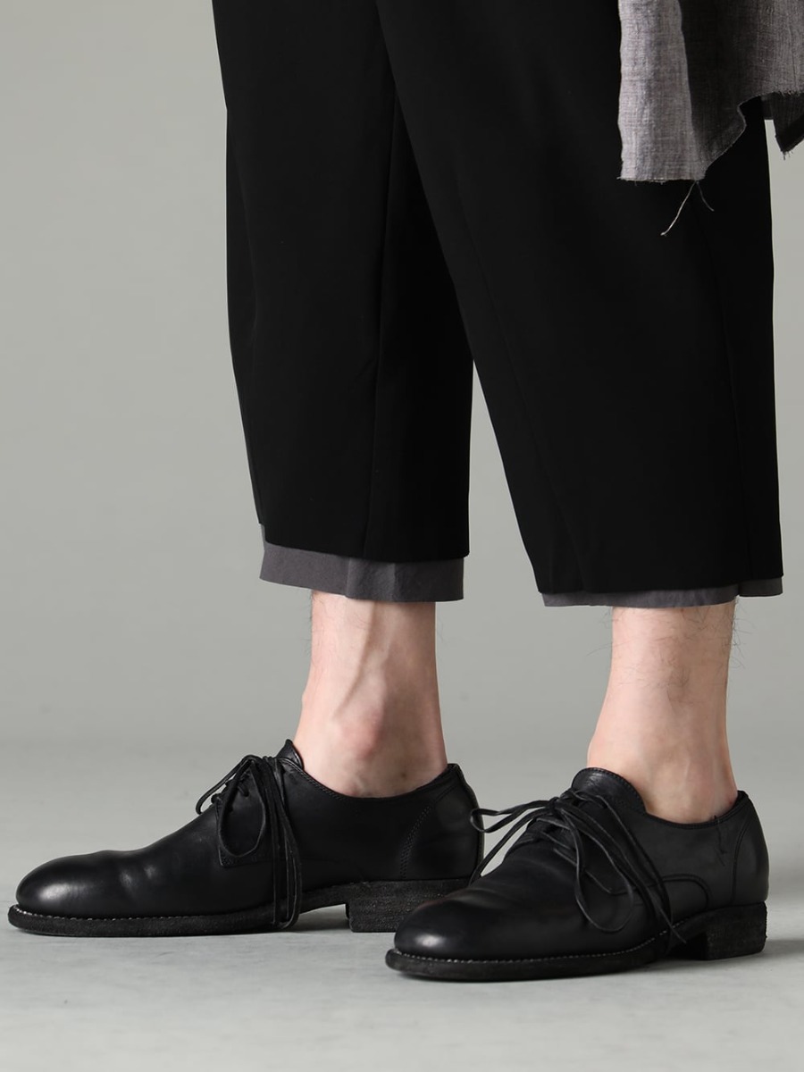 DEVOA 23SS Devoa cropped pants for spring and summer - PTN-SPCB Baggy cropped pants matte polyester - 992X-Black Classic Derby Shoes Laced Up Single Sole - Horse Full Grain - 992X 3-004