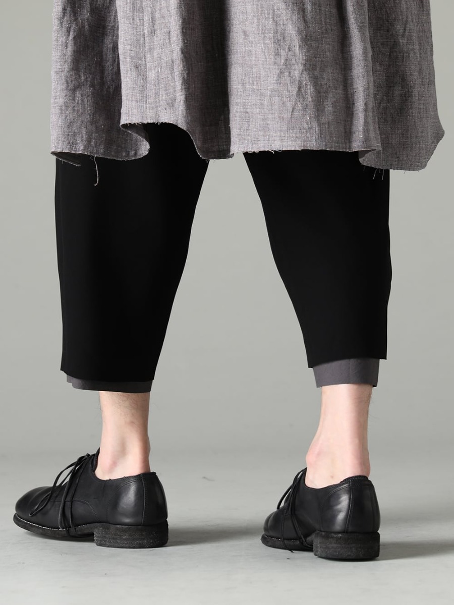 DEVOA 23SS Devoa cropped pants for spring and summer - PTN-SPCB Baggy cropped pants matte polyester - 992X-Black Classic Derby Shoes Laced Up Single Sole - Horse Full Grain - 992X 3-005