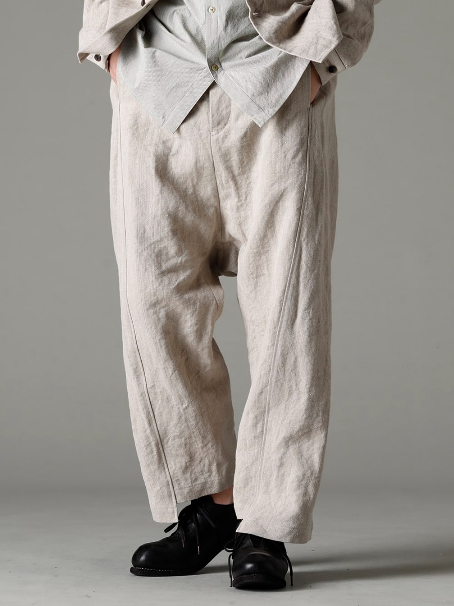 individual sentiments 23SS Cropped pants perfect for the coming season  PA68L-LI20 Heavy Canvas Linen Cropped Pants PL10L-BLKT Orthopedic Derby Shoes Horse Full Grain Leather - PL10L 3-001