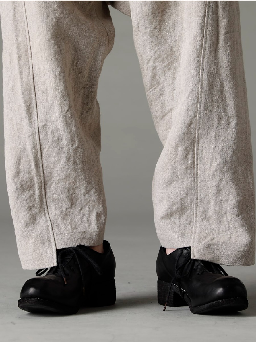 individual sentiments 23SS GUIDI, with its unique form and volume, can create a point of reference on your feet. -  PA68L-LI20 Heavy Canvas Linen Cropped Pants PL10L-BLKT Orthopedic Derby Shoes Horse Full Grain Leather - PL10L 3-005