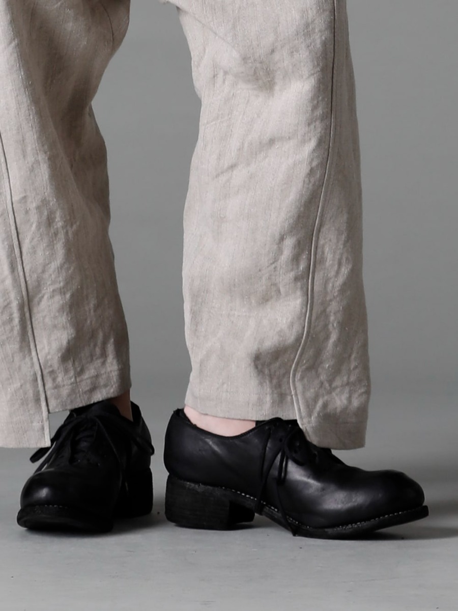 individual sentiments 23SS GUIDI, with its unique form and volume, can create a point of reference on your feet. -  PA68L-LI20 Heavy Canvas Linen Cropped Pants PL10L-BLKT Orthopedic Derby Shoes Horse Full Grain Leather - PL10L 3-006