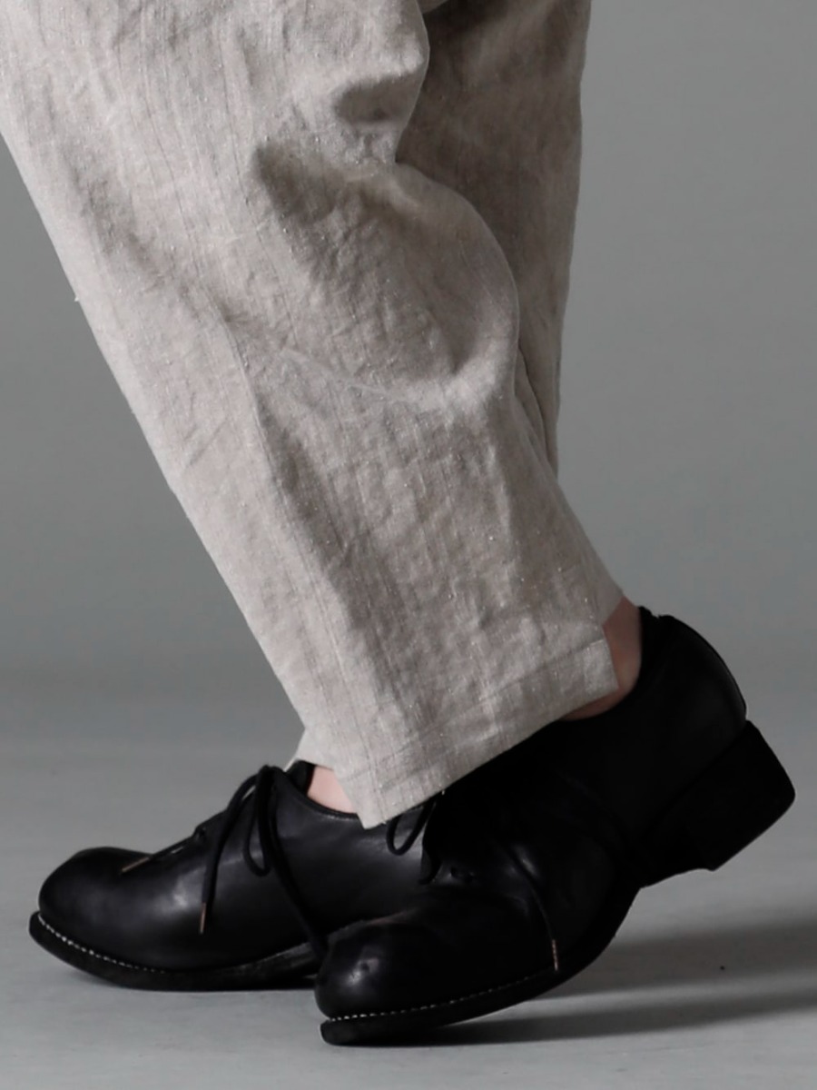 individual sentiments 23SS GUIDI, with its unique form and volume, can create a point of reference on your feet. -  PA68L-LI20 Heavy Canvas Linen Cropped Pants PL10L-BLKT Orthopedic Derby Shoes Horse Full Grain Leather - PL10L 3-007
