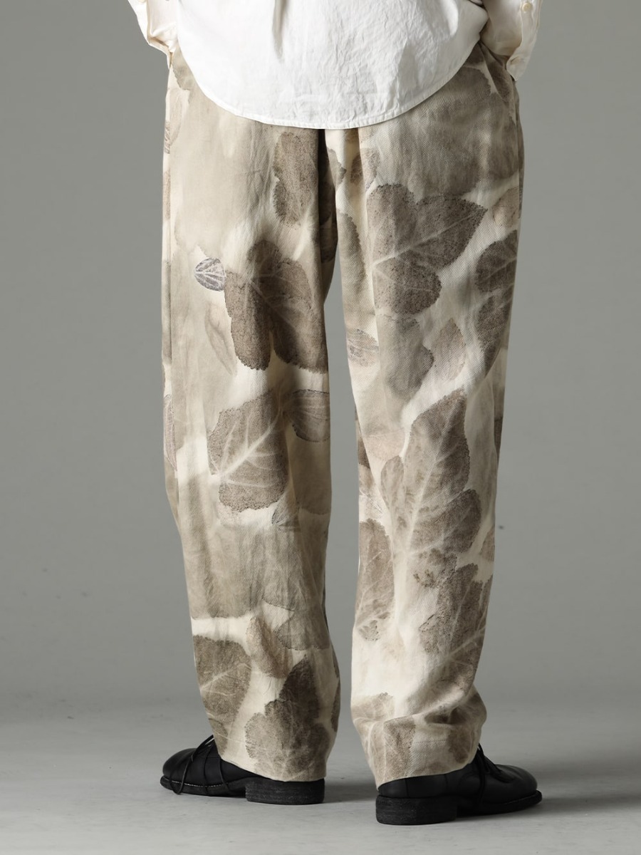 NOUSAN(ノウザン) 23SS(春夏) リーフプリントパンツでスタイルに刺激を -  villa-A-23SS-Leaf Print ヴィラ:ワイドイージーパンツ (リーフプリント) 992X-Black クラシック ダービーシューズ レースアップ シングルソール - ホース フルグレイン 3-003