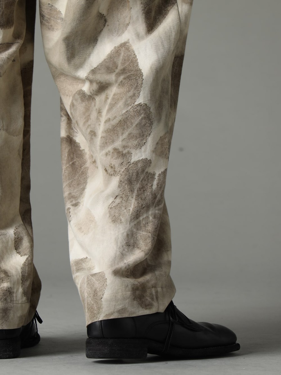 NOUSAN(ノウザン) 23SS(春夏) リーフプリントパンツでスタイルに刺激を -  villa-A-23SS-Leaf Print ヴィラ:ワイドイージーパンツ (リーフプリント) 992X-Black クラシック ダービーシューズ レースアップ シングルソール - ホース フルグレイン 3-006