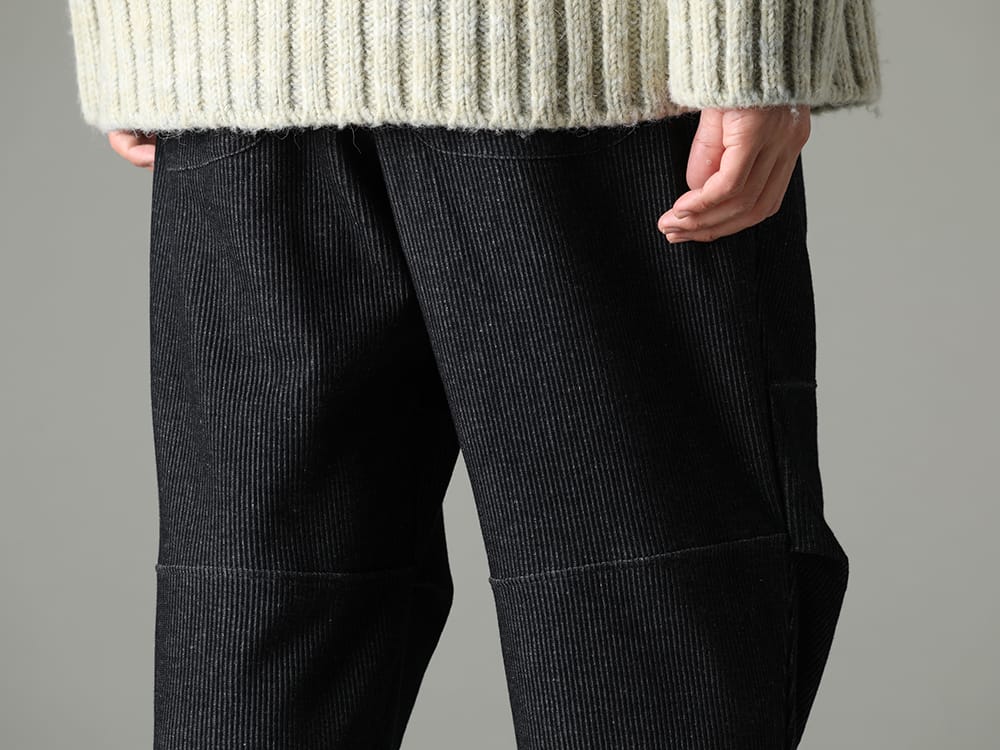 ザ ヴィリディアン 2023SS ミニマルなデザインと素材感が特徴の1本 - VI-3596-04-Black(ストライプ ニット ドローストリングス パンツ ブラック) - 3-006