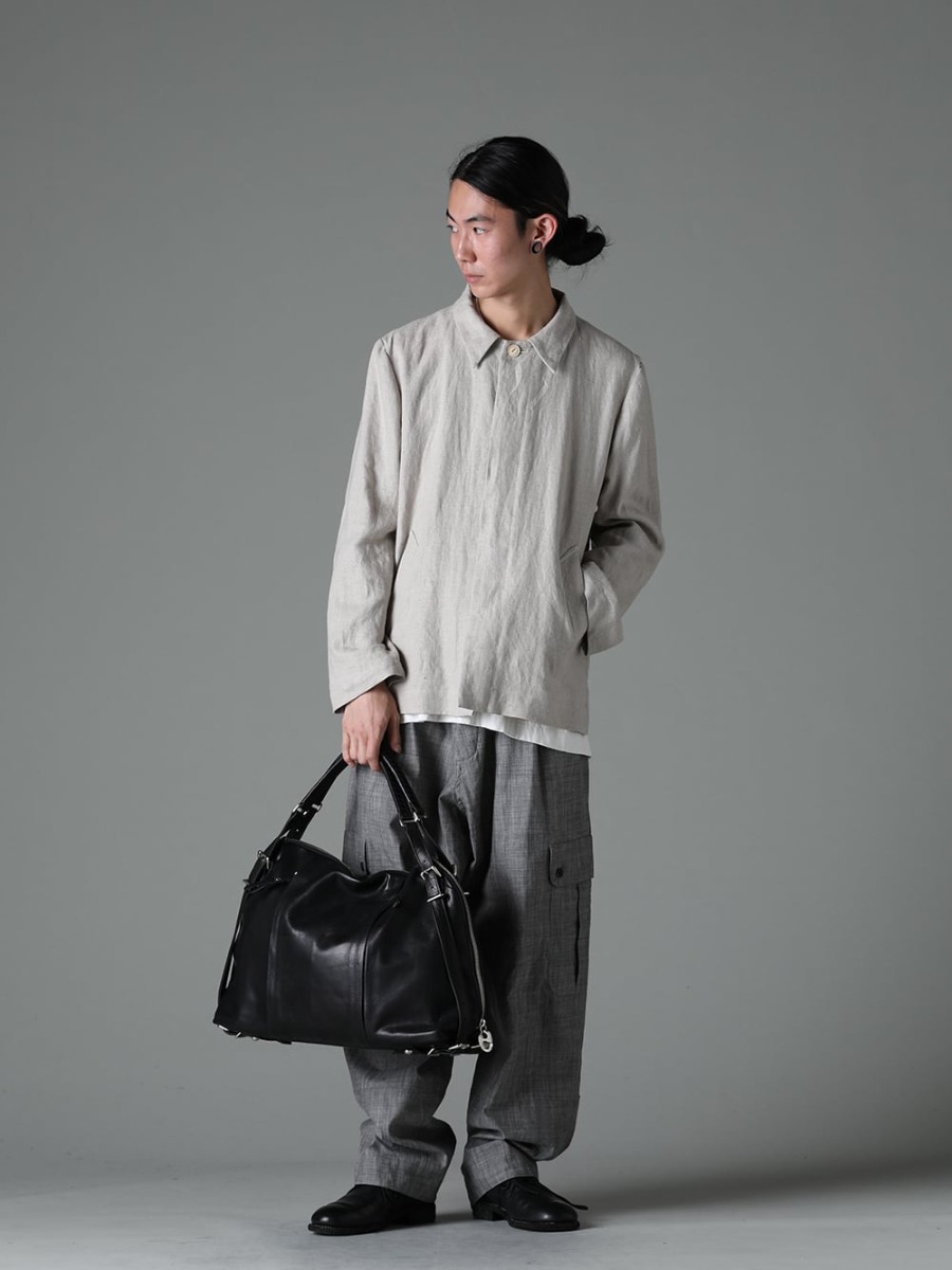 NOUSAN(ノウザン) 23SS(春夏) - 通勤からお出かけまで幅広くカバー - vincent ヴィンセント:フライフロントショートジャケット - O15TS2-KINARI 3/4 スリーブティー コットン ヘンプ ジャージー キナリ - O15TR3-GREY-SUMI カーゴ トラウザー グレイ スミ シャンブレー - 992X-Black クラシック ダービーシューズ レースアップ シングルソール - ホース フルグレイン - 992X - co11fwls010-CowMineral ロング ストーン カウ ミネラル 1-003