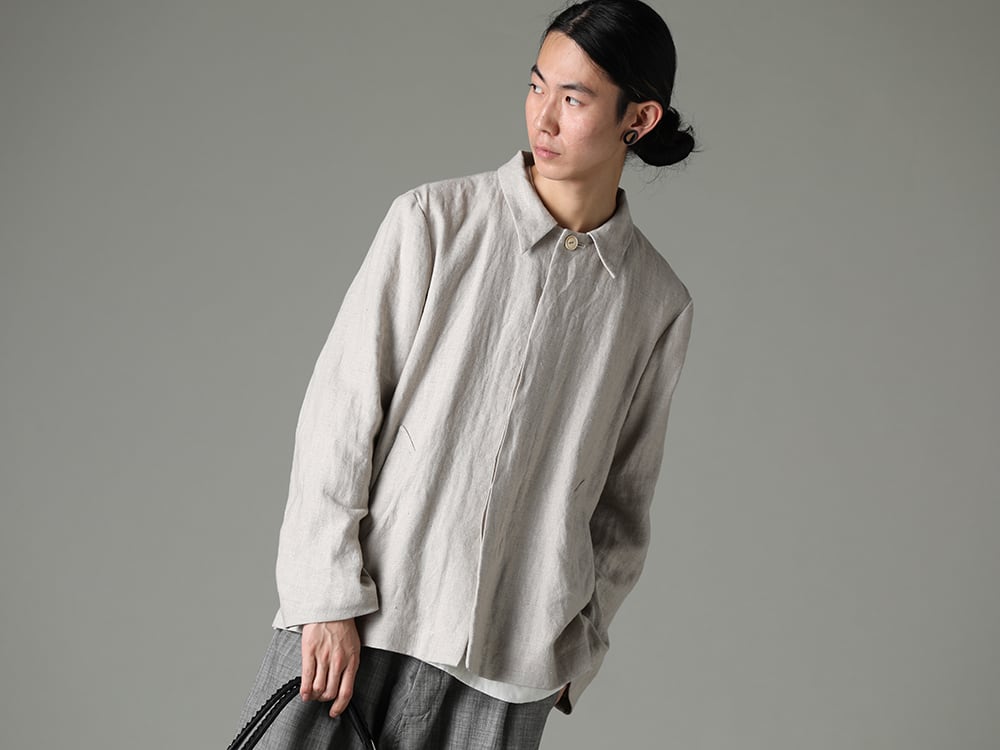 NOUSAN(ノウザン) 23SS(春夏) シンプルが故に存在感を放つ  - vincent ヴィンセント:フライフロントショートジャケット - O15TS2-KINARI 3/4 スリーブティー コットン ヘンプ ジャージー キナリ 2-001