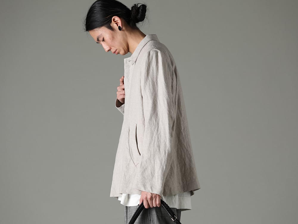 NOUSAN(ノウザン) 23SS(春夏) シンプルが故に存在感を放つ  - vincent ヴィンセント:フライフロントショートジャケット - O15TS2-KINARI 3/4 スリーブティー コットン ヘンプ ジャージー キナリ 2-003