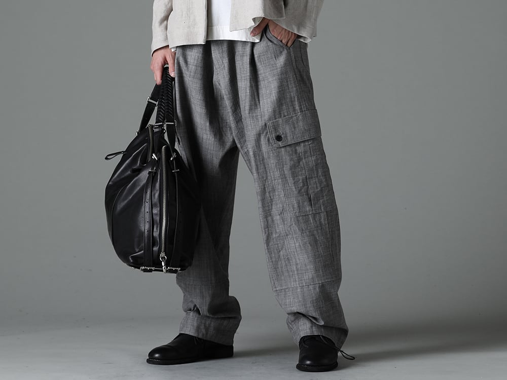 NOUSAN(ノウザン) 23SS(春夏) 計算された美しいシルエット - O15TR3-GREY-SUMI カーゴ トラウザー グレイ スミ シャンブレー - 992X-Black クラシック ダービーシューズ レースアップ シングルソール - ホース フルグレイン - 992X - co11fwls010-CowMineral ロング ストーン カウ ミネラル 3-001