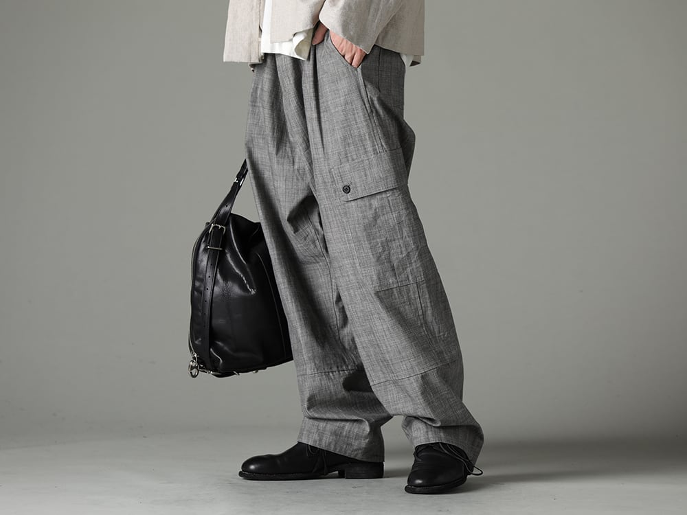 NOUSAN(ノウザン) 23SS(春夏) 計算された美しいシルエット - O15TR3-GREY-SUMI カーゴ トラウザー グレイ スミ シャンブレー - 992X-Black クラシック ダービーシューズ レースアップ シングルソール - ホース フルグレイン - 992X - co11fwls010-CowMineral ロング ストーン カウ ミネラル 3-002