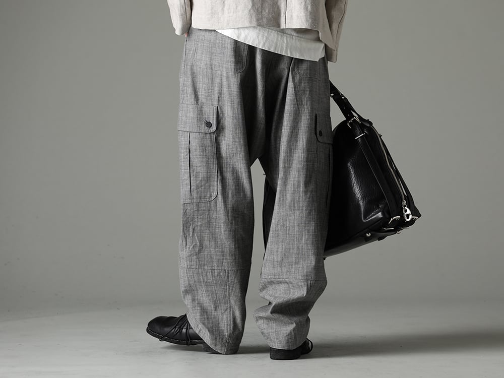 NOUSAN(ノウザン) 23SS(春夏) 計算された美しいシルエット - O15TR3-GREY-SUMI カーゴ トラウザー グレイ スミ シャンブレー - 992X-Black クラシック ダービーシューズ レースアップ シングルソール - ホース フルグレイン - 992X - co11fwls010-CowMineral ロング ストーン カウ ミネラル 3-003