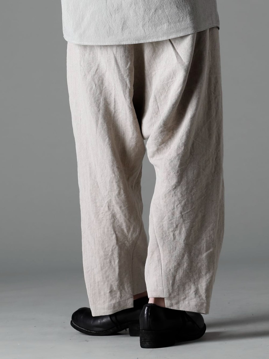 individual sentiments(インディビジュアル センチメンツ) 23SS(春夏) 全体の印象を左右するシルエットバランス - PA68L-LI20 ヘビーキャンバスリネンクロップドパンツ - PL10L-BLKT オーソピーディック ダービーシューズ ホース フルグレイン レザー - PL10L 3-003