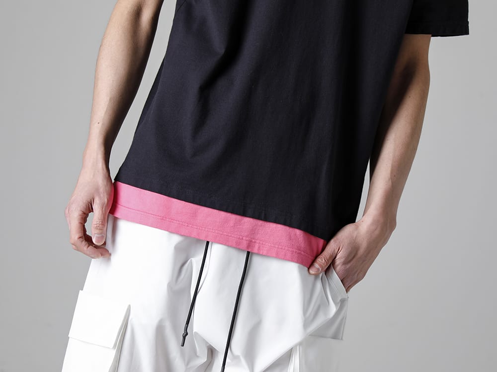 RIPVANWINKLE - リップヴァンウィンクル 2023SS 羽織りとして使えるソリッドジャージーカーデを挿し色使いが際立つレイヤードドルマンでスタイリング  - RW-546-D.Navy - レイヤード ドルマンT ダーク ネイビー 2-006