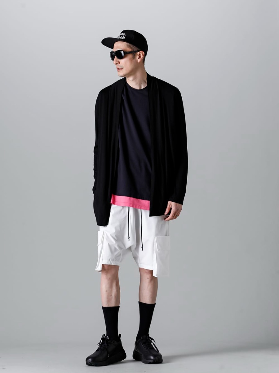 RIPVANWINKLE - リップヴァンウィンクル 2023SS 見出し4 - RW-502-Black - ソリッド ジャージー カーデ ブラック - RW-546-D.Navy - レイヤード ドルマンT ダーク ネイビー - RW-538-White - ブッシュショーツ ホワイト - RW-553-Black - アナトリア ブラック - RW-555 - タビ 2P ソックス - SCV186C016 Black - ナイト ラン ライト Black 4-001