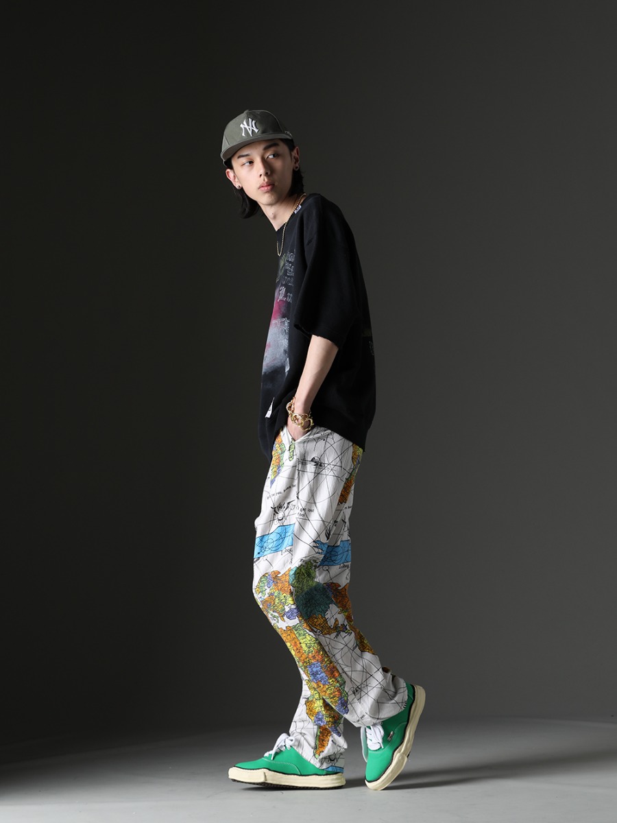 Maison MIHARAYASUHIRO / SAINT MICHAEL / NVCLEAR / TAKAHIROMIYASHITATheSoloist. - Casual outfit with highly designed graphics - A10TS681-Black(Suspender Tee) NV_002-Vintage-Green(NV LOGO FR ARMY COTTON CAP VINTAGE GREEN) sa.0038SS23-Gold(sa.ball chain necklace. -S- regular Gold) sa.0037SS23-Gold(bone shaped carabiner bracelet.-L- Gold) sa.0036SS23-Gold(bone shaped carabiner bracelet.-S- Gold) SM-S23-0000-083(©SAINT M×××××× × Dr. Woo WORLD MAP Pajama Pants) A09FW735-Green(BAKER Original sole canvas Low-Top sneakers Vintage like Sole Green) - 1-003