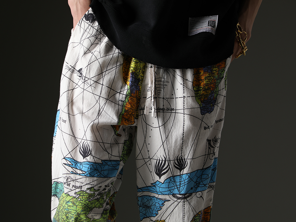 SAINT MICHAEL - Pajama pants with an interesting design - SM-S23-0000-083(©SAINT M×××××× × Dr. Woo WORLD MAP Pajama Pants) - 3-004