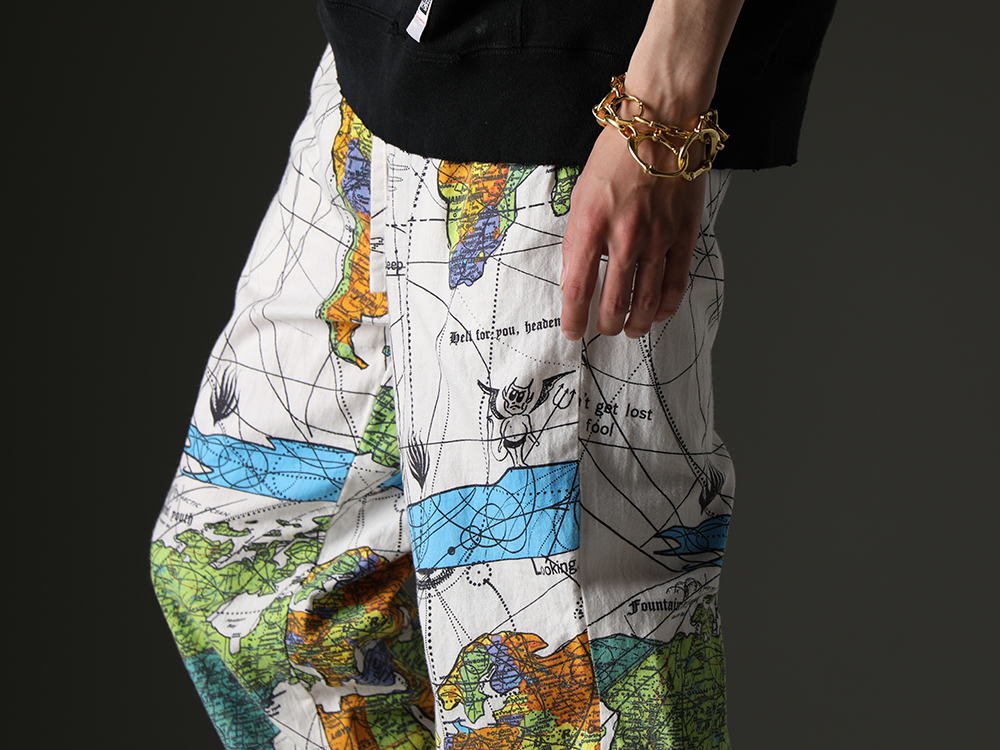 SAINT MICHAEL - Pajama pants with an interesting design - SM-S23-0000-083(©SAINT M×××××× × Dr. Woo WORLD MAP Pajama Pants) - 3-005
