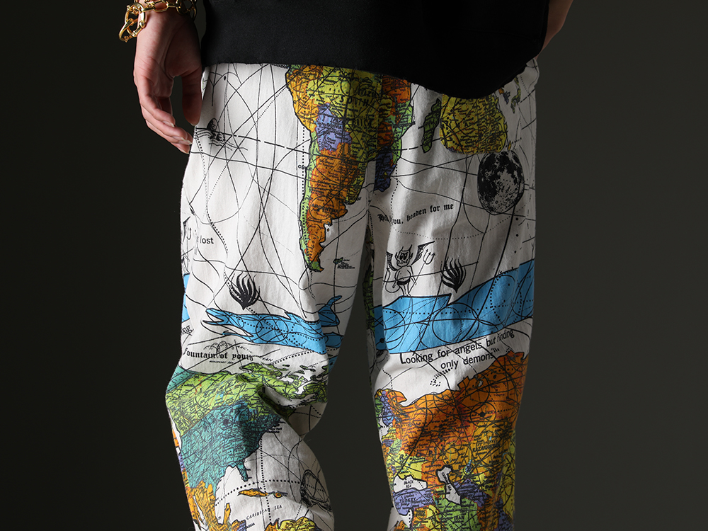 SAINT MICHAEL - Pajama pants with an interesting design - SM-S23-0000-083(©SAINT M×××××× × Dr. Woo WORLD MAP Pajama Pants) - 3-006