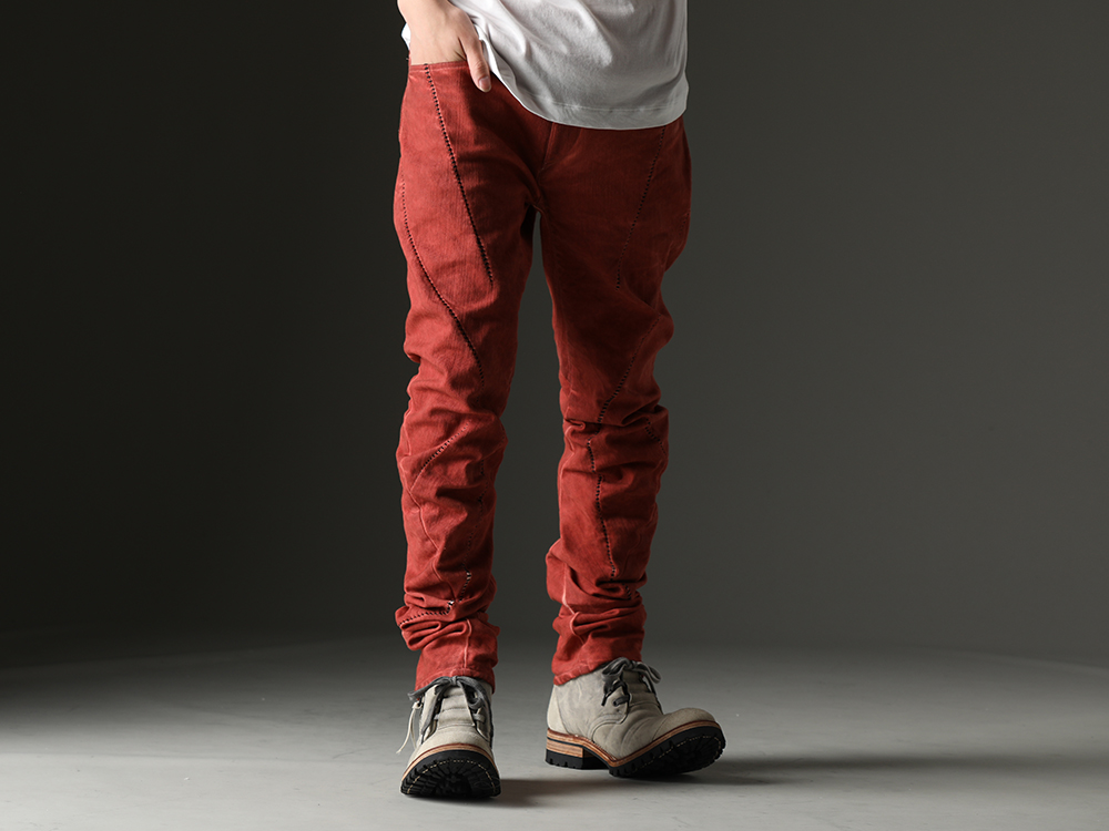 D.HYGEN - Unique Pattern Making Full of Brand Style  - ST107-0123S-Brick(Hyper Stretch Cotton Denim Overlock Twist Curve Slim Trousers Brick) ST109-0122S-Dusty-White(Horse Leathe Sneaker Derbyy Shoes Dusty White) - 3-001