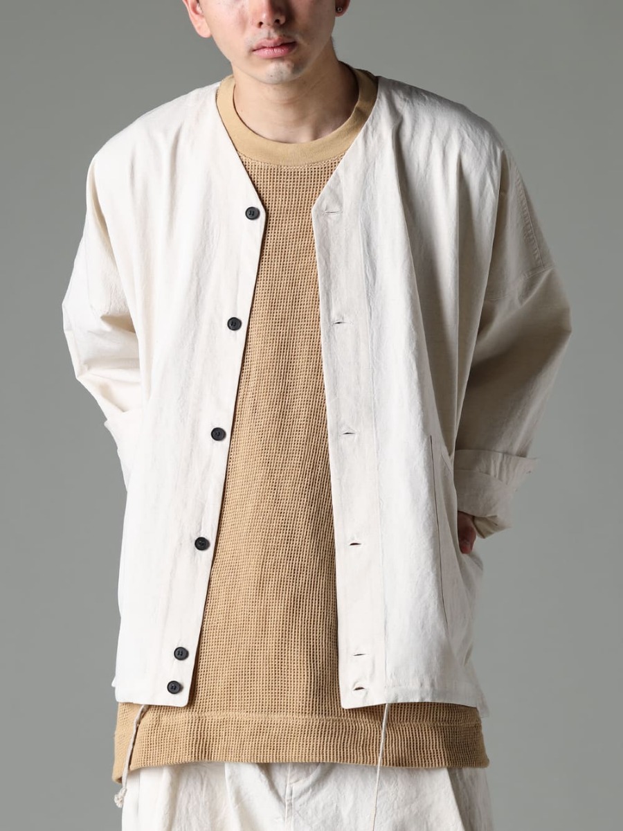  O PROJECT 23SS (Spring-Summer) Coverall that can be worn year-round if worn as an inner layer - O project Coverall O15SRT2-KINARI-Coverall Shirt Kinari Fine Canvas - O15TS1-mesh-YELLOW-BEIGE-SS TEE Cotton Mesh Yellow Beige - O15TT1-YELLOW-BEIGE-Sleeveless Tee Cotton Hemp Jersey Yellow Beige 2-001