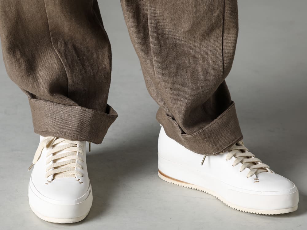 O PROJECT- O PROJECT 23SS(Spring-Summer) From New York, a must-see high quality shoes brand “FEIT” for those who want to be ahead of new shoe labels - TROUSERS#72-Cement- Trousers #72 Cement Hemp Twill - FEIT-Hand-Sewn-Low- FEIT Hand-Sewn-Low 3-005