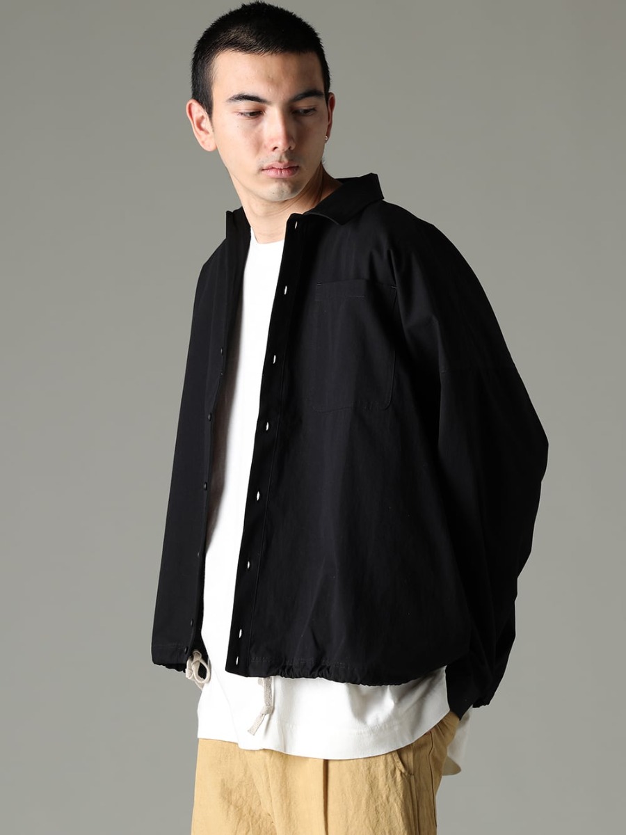 O PROJECT 2023SS Fabrics that project deep thought onto a simple look  - O15SRT4-BLACK BOMBER SHIRTS Water-Repellent Dense Cloth BLACK - O15TS2-KINARI 3/4 SLEEVE TEE Cotton Hemp Jersey KINARI 2-002