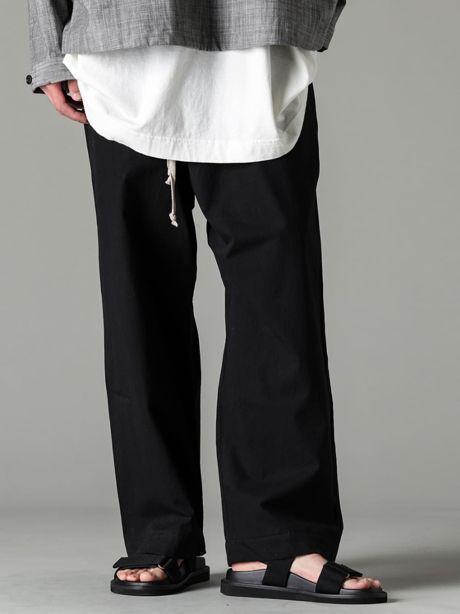 O PROJECT 23SS Easy pants with stress-free elastic waist O15TR4-BLACK-Jogging Trousers Water-Repellent Dens Cross Black - US9561-Black-Men's Sandals Black 3-001