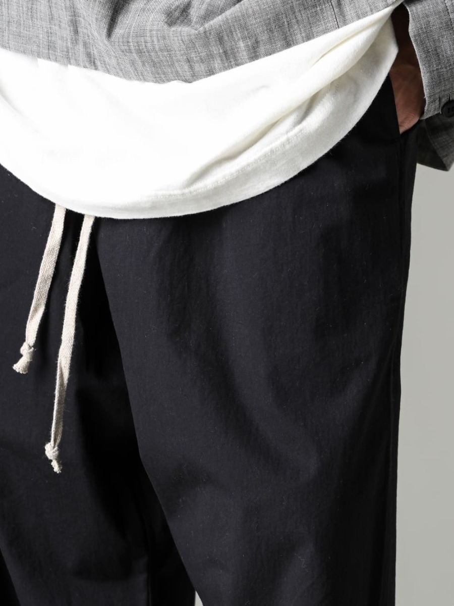 O PROJECT 23SS Easy pants with stress-free elastic waist - O15TR4-BLACK-Jogging Trousers Water-Repellent Dens Cross Black - US9561-Black-Men's Sandals Black 3-004