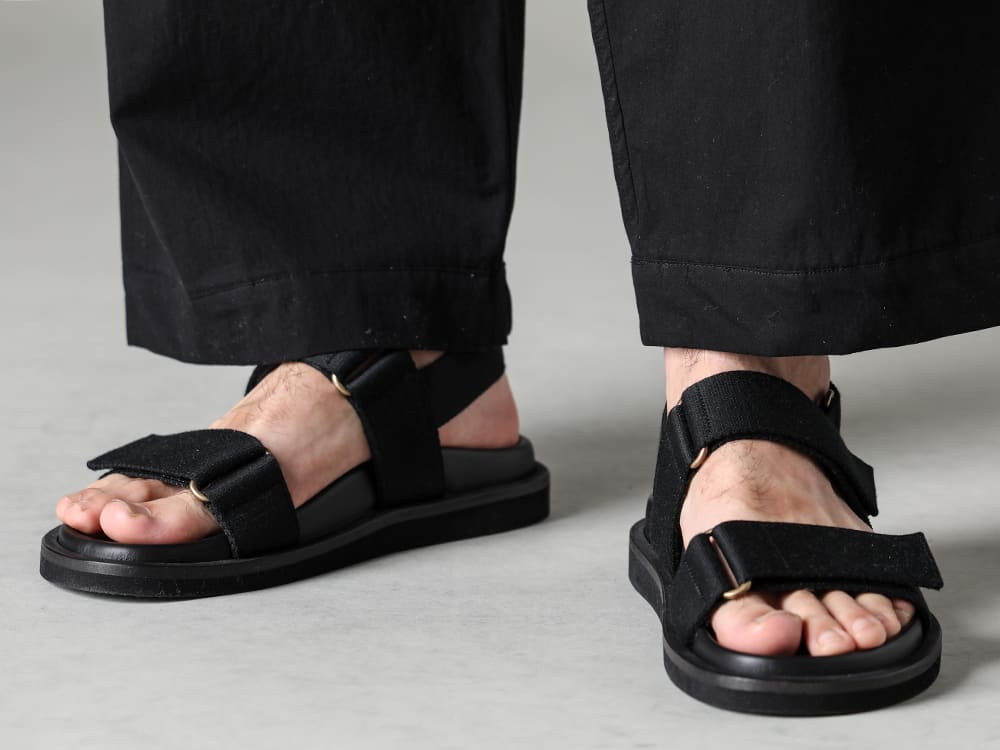 O PROJECT 23SS Easy pants with stress-free elastic waist - O15TR4-BLACK-Jogging Trousers Water-Repellent Dens Cross Black - US9561-Black-Men's Sandals Black 3-005