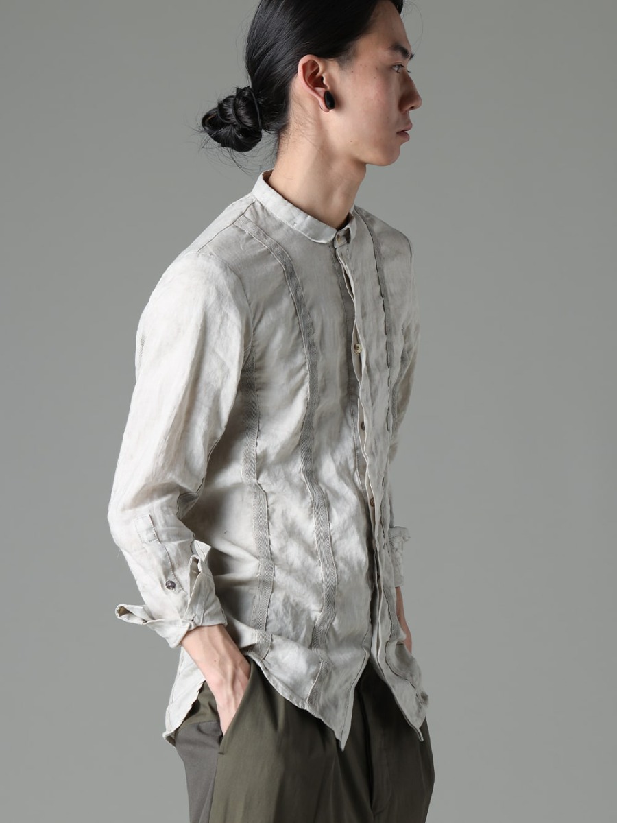 masnada 23SS Soft Ramie shirt with a touch of sexiness typical of the Italian brand  - M3059 Tape slim shirt 2-002