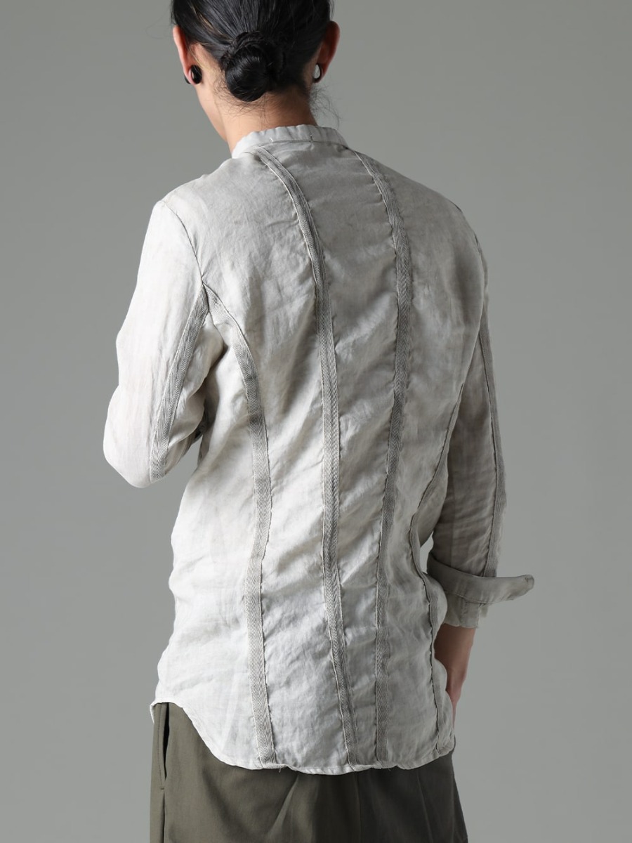 masnada 23SS Soft Ramie shirt with a touch of sexiness typical of the Italian brand  - M3059 Tape slim shirt 2-003