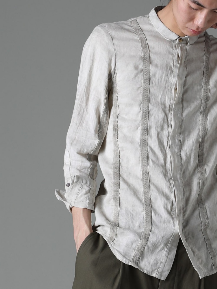 masnada 23SS Soft Ramie shirt with a touch of sexiness typical of the Italian brand  - M3059 Tape slim shirt 2-004
