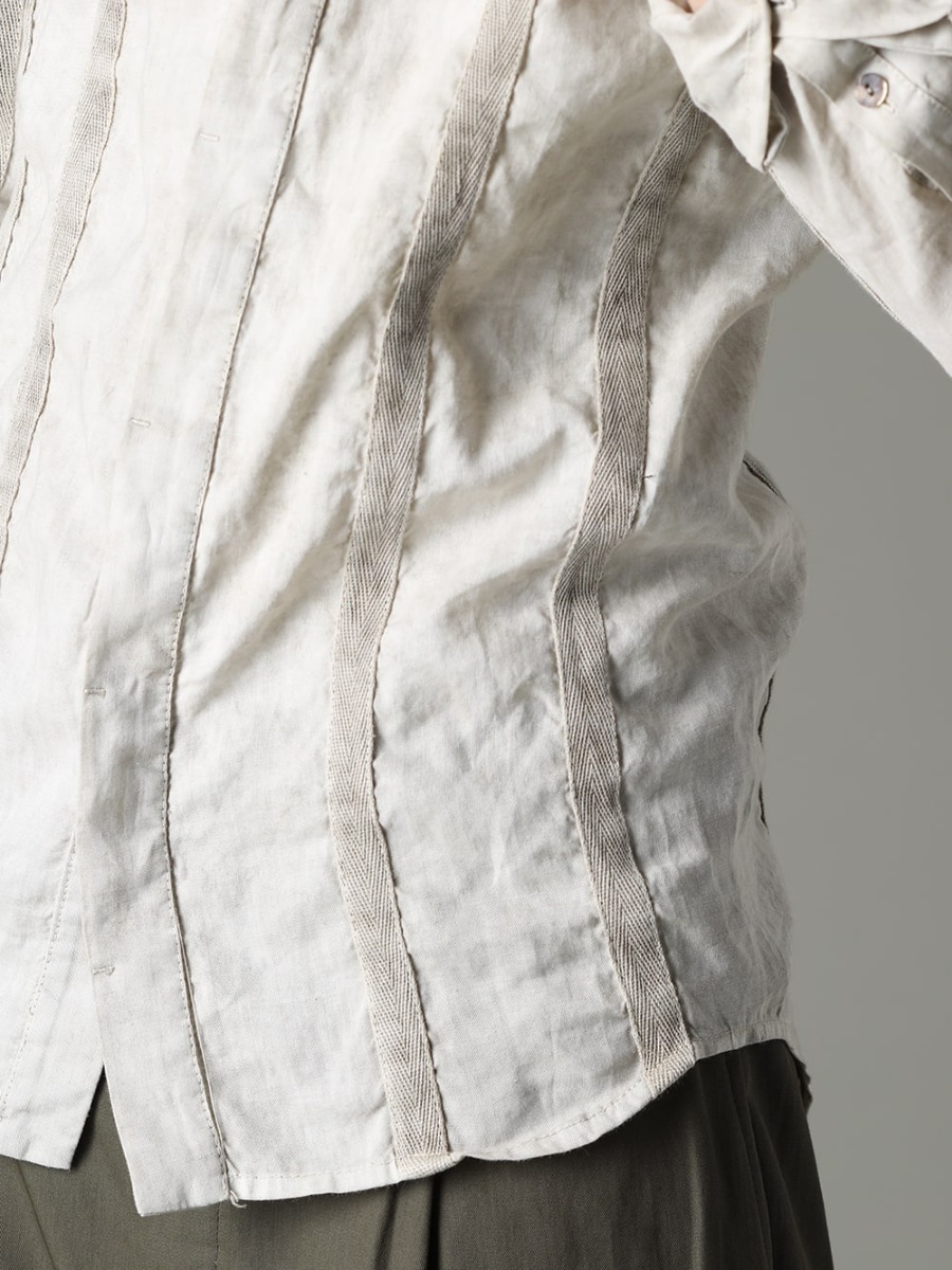 masnada 23SS Soft Ramie shirt with a touch of sexiness typical of the Italian brand  - M3059 Tape slim shirt 2-005