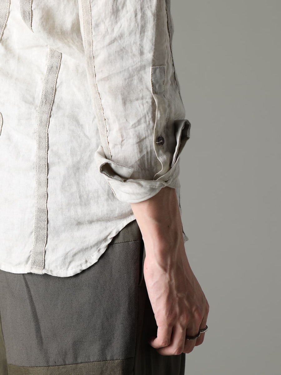 masnada 23SS Soft Ramie shirt with a touch of sexiness typical of the Italian brand  - M3059 Tape slim shirt 2-006