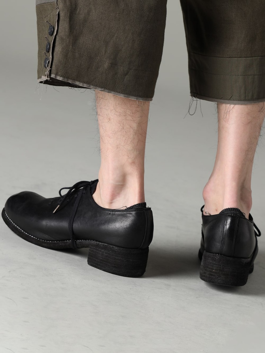 The Viridi-anne GUIDI  23SS Create mature look with dark olive patchwork pants - VI-3569-04-Dark-olive Fragment Cropped Trousers Dark Olive PL10L-BLKT Orthopedic Derby Shoes Horse Full Grain Leather - PL10L 3-006