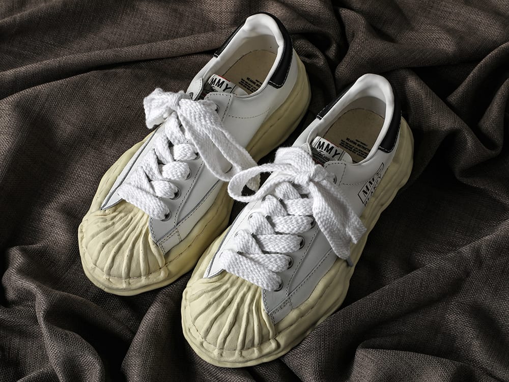 Maison MIHARAYASUHIRO - メゾン ミハラヤスヒロ 2023SS A09FW731 - ブレイキー レザー ロートップ スニーカー ヴィンテージ ライク ソール 7-001