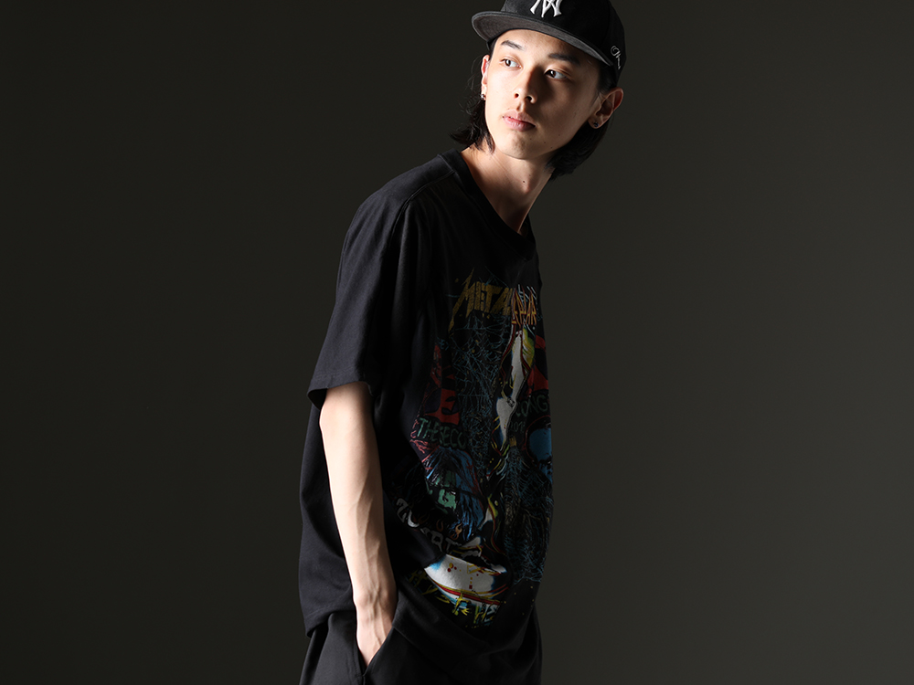 ink / NVCLEAR - Reconstructed band T-shirt of the vintage - ink23-07-L-1(Crack S/S T-shirt - L1) NV_002-Black-Dye(NV LOGO FR ARMY COTTON CAP BLACK DYE) - 2-005