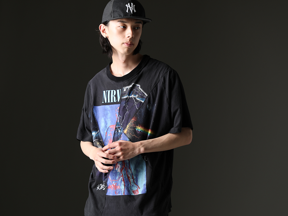 ink / NVCLEAR - Reconstructed band T-shirt of the vintage - ink23-07-L-2(Crack S/S T-shirt - L2) NV_002-Black-Dye(NV LOGO FR ARMY COTTON CAP BLACK DYE) - 2-007