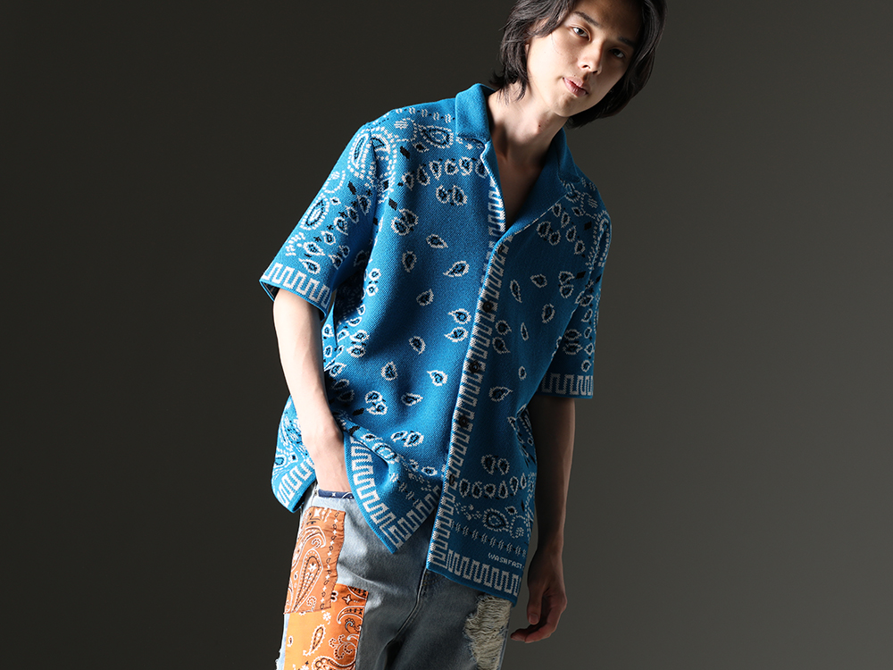 ALANUI - Vivid shirt with a luxurious feel - LMHS23-022(Bandana Piquet Shirt Blue Swim Multi) - 4-001