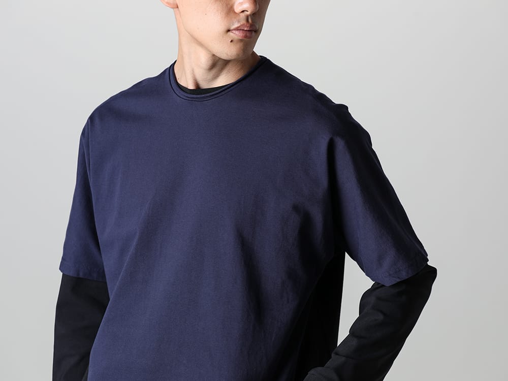 RIPVANWINKLE 2023SS Comfortable Wearing with Two Highly Stretchable Tops in Layered Style2  - RW-547-Navy×Black - Dolman T Navy × Black - RW-501-Black - Trail L/S Black 2-003